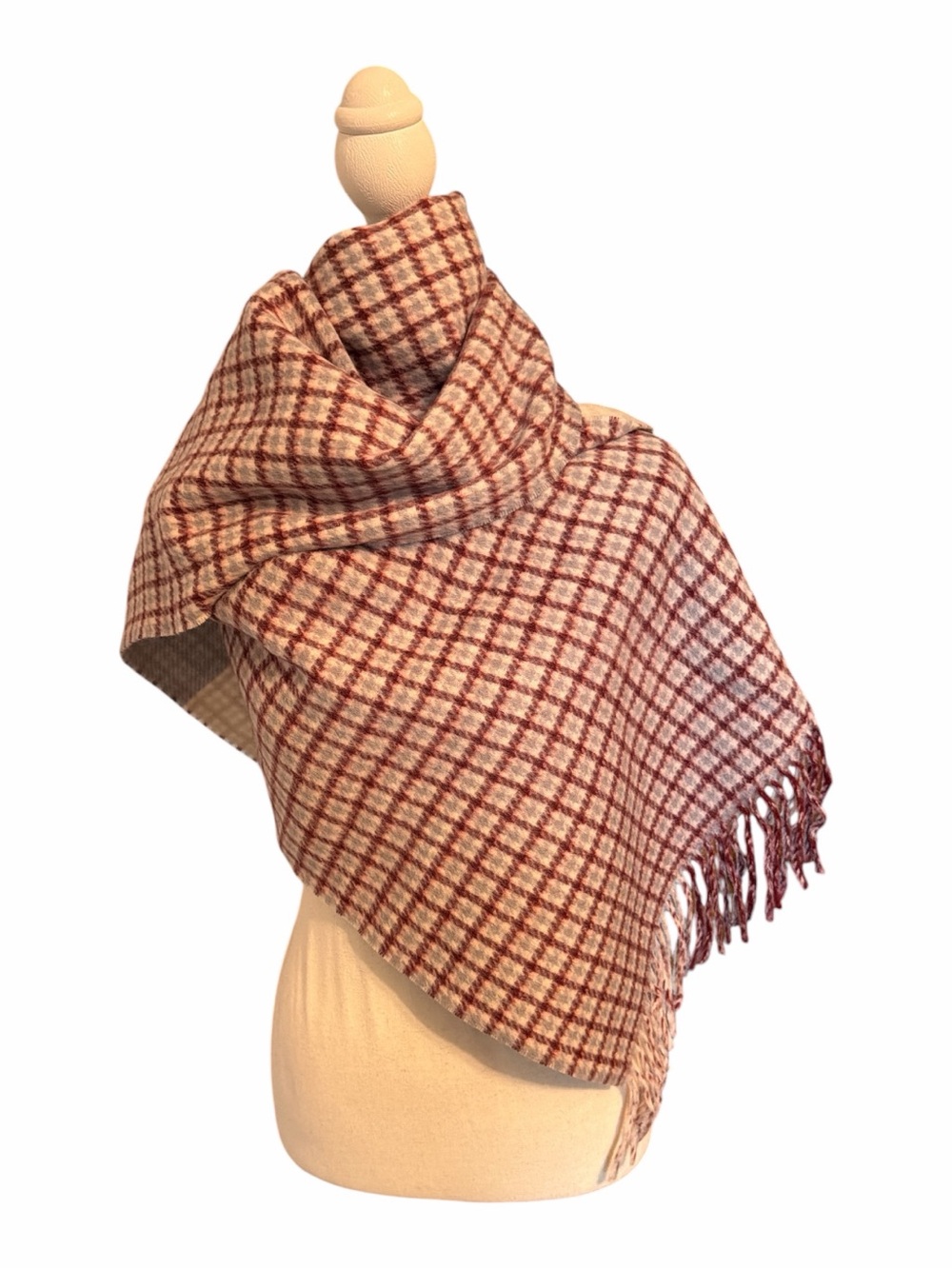 Old Money Club Monaco Plaid Fringe Scarf NWT OS